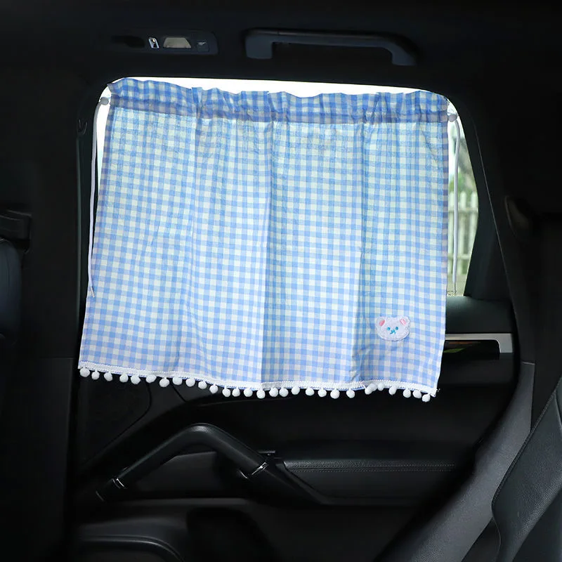 Car Sun Shade Curtains 1pc Universal Cute Cartoon Bear Car Styling Rear Side Window Windshield Sunshade Protect Window Curtains
