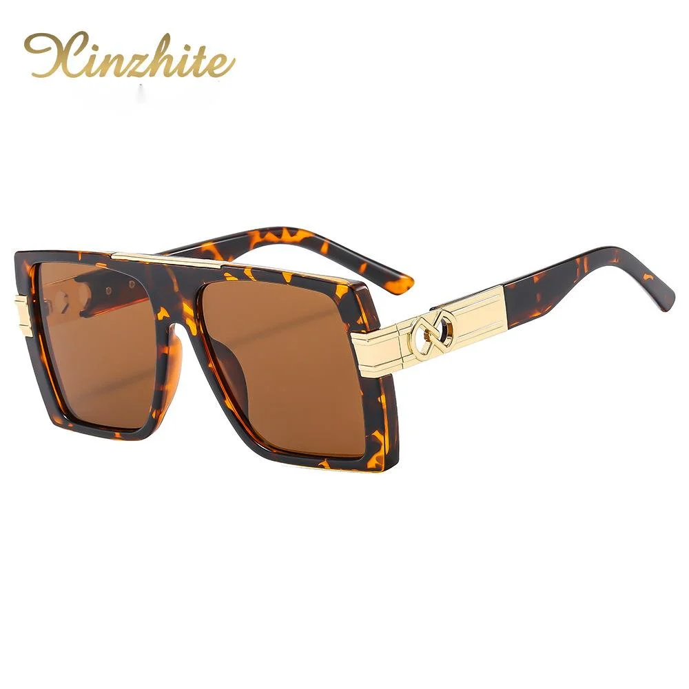 2023 New Hot Selling Personalized Box Flat Top Large Frame Sunglasses Personalized Women's Metal Fashion Sunglasses Trendy Glasses_voghion.com