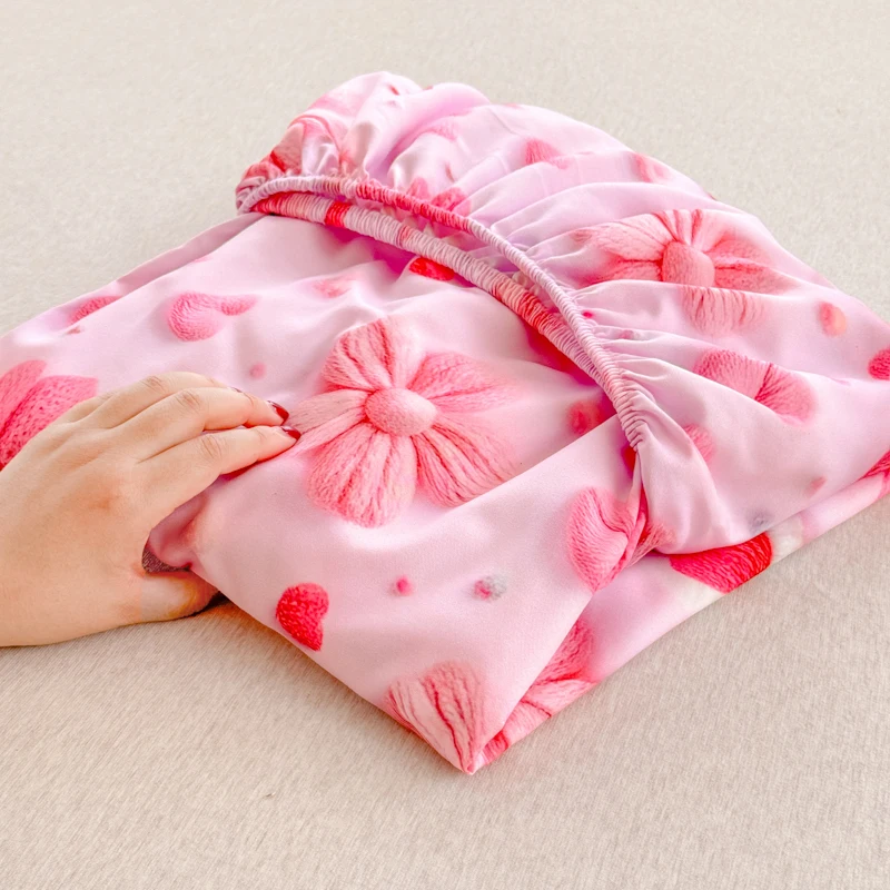 5D Printed Fitted Sheet Cool Feeling Bedsheet for Summer Floral Style Bed Cover Soft Sheet couvre lit (Pillowcase Need Order) 6