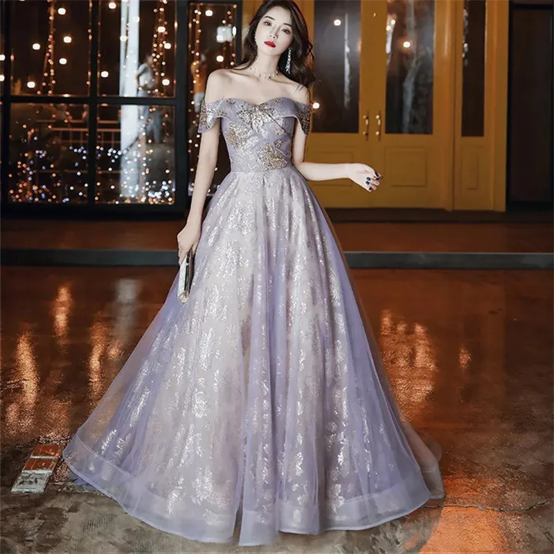 

Женское платье с вышивкой и блестками, длинная трапециевидная юбка с запахом на груди, элегантная женская одежда для весны и лета M042