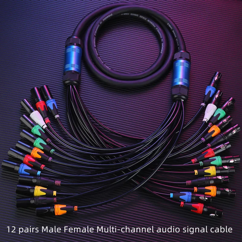 

12 Channel XLR Snake Cable 3ft 6ft male to female Pro Audio Snake for Live Live, Recording, Studios, Amp, Mixer Audio Interface