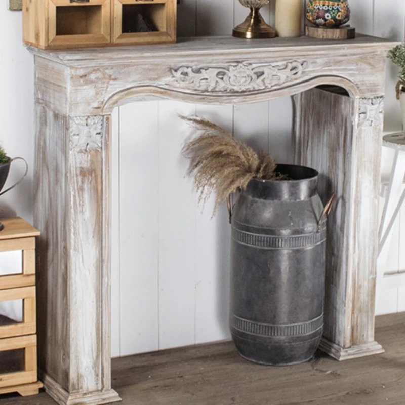 

Solid wood retro decoration fireplace villa homestay living room storage rack wedding photography props fireplace cabinet decora