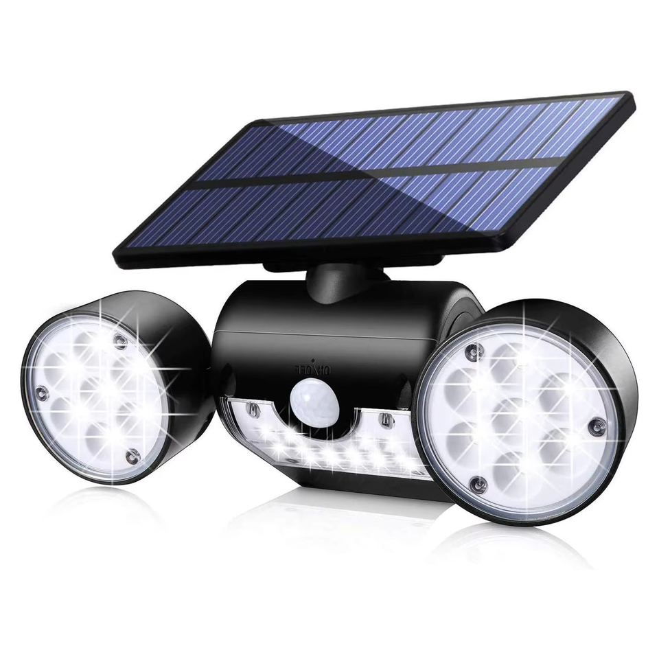 LED Solar Light Outdoor Motion Sensor Human Body Sensing Adjustable Head Ip65 Waterproof Solar Two Head Wall Lamp Garden ﻿