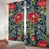 2Pcs Boho Watercolor Floral And Leaves Symmetry Curtain Suitable For Bedroom Kitchen Dining Room Living Room Study Office 2