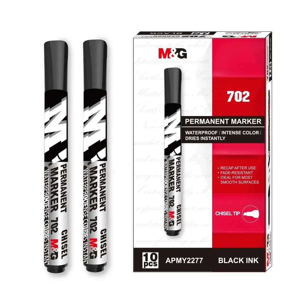 M&G Fast Dry Single Tip Permanent Marker Black Blue Red Ink for Office Stationery Supplies