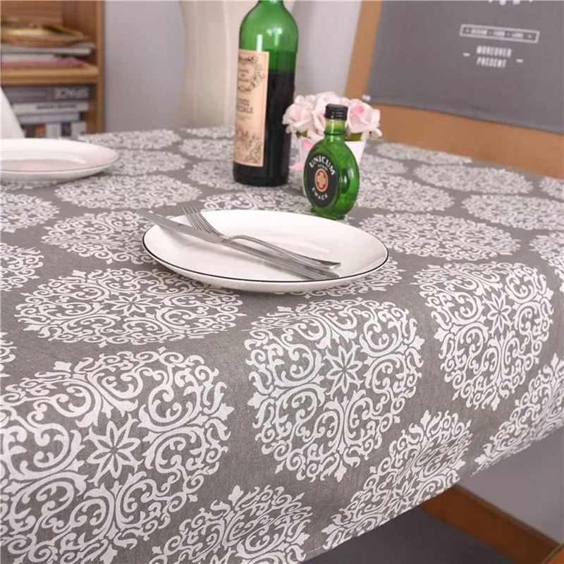 

Grey Medal Plastic Decorative Kitchen Tablecloth Room Dining Table Wedding Decoration Tablecloth Rectangular Waterproof Manteles