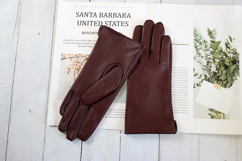 Summer Driving Thin Sheepskin Leather Gloves Women's Touch Screen Single Unlined Straight Style Motorcycle Riding Gloves