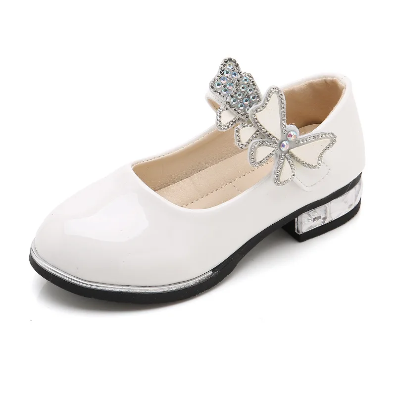 Girls Leather Shoes Spring Summer PU Patent Leather Kids Dress Shoes High Heels Butterfly knot Dress for Wedding Chic leather shoes girls shoes girls high heel shoes