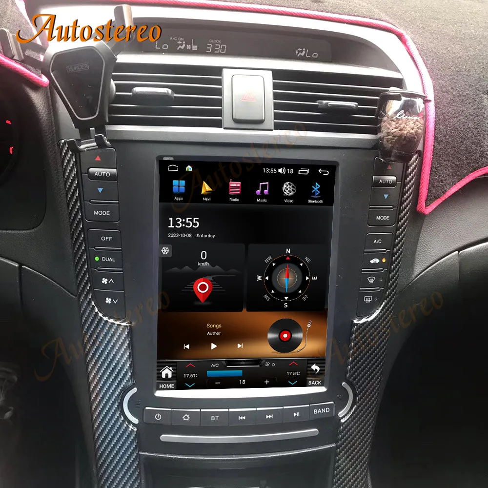 Android 14 Carplay Vertical Screen For Acura TL Tesla Style Car GPS Navigation H