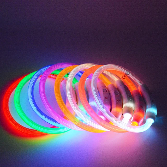 USB Rechargeable LED Fiber Optic Collar for Pets Luminous Anti-Lost Dog Accessory Outdoor Light Collar 4