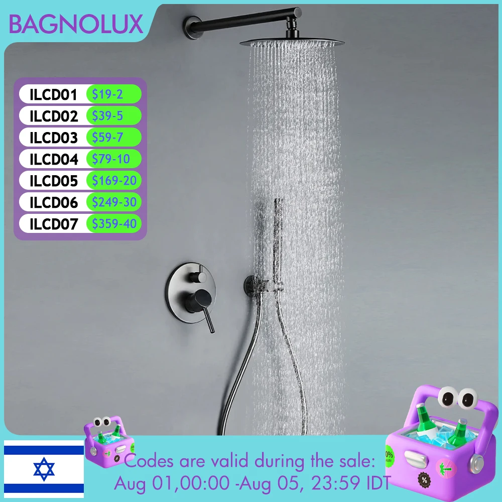 シャワーヘッド 3ウェイクロームシャワーシステム、ハンドシャワー付き隠し壁取り付けシャワーコンボセット、レインフォールシャワーヘッド シャワー 蛇口システムセット、バスルームタップ高級レインミキサーコンボセット壁掛けレインフォールシャワーヘッドシャワー ...