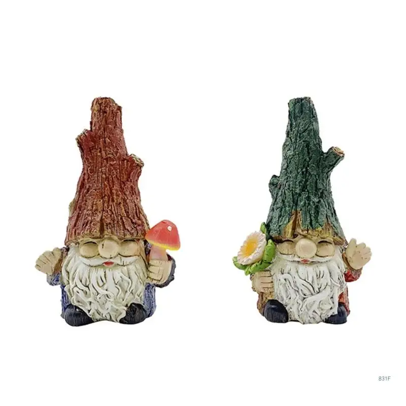

2Pcs Solar Lamp Garden Ornaments Gnome Statue Gnome Figurine with Solar Light Outdoor Decor for Balcony Yard Lawn