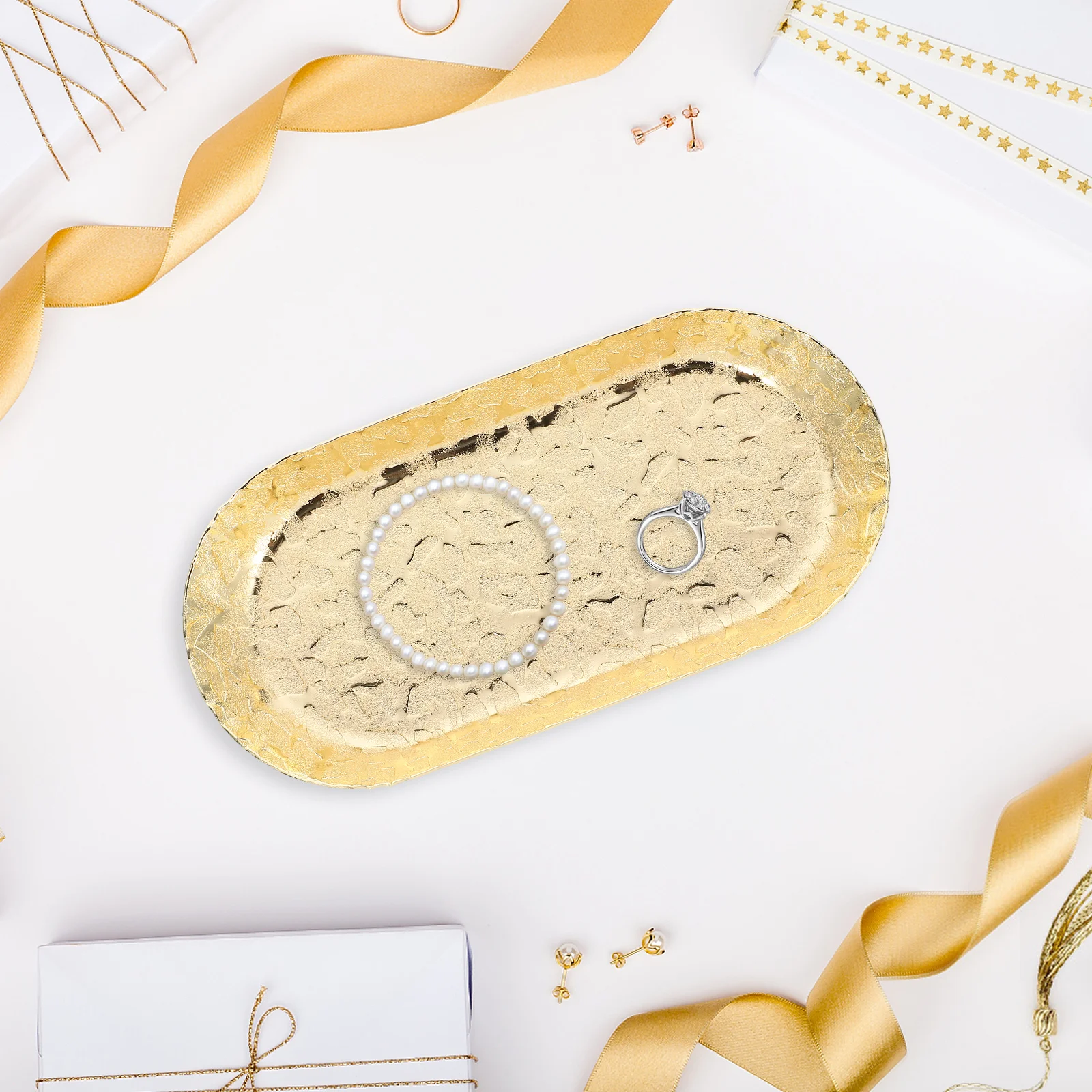 

Stainless Steel Hammer Plate Tray Trinket Towel Decorate Home Forniture 430 Fruit Decoration