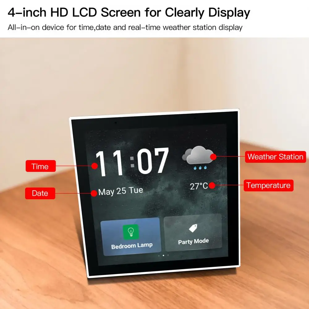 Tuya Smart Home Multi-functional Touch Screen Control Panel 4 inches Central Control for Intelligent Scenes Smart Tuya Devices