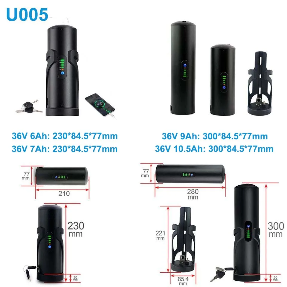Mini Bottle EBike Battery 36V 10.5Ah 9Ah 48V 7Ah San-yo 18650 Li-ion Battery Pack for Bafang TSDZ2 250W 350W 500W Motor