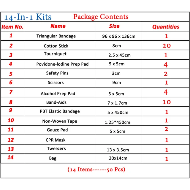 50pcs Set Portable First Aid Kit Red Car Emergency Kit Accessories For Home Family Travel Outdoor Emergency Medical Treatment 2