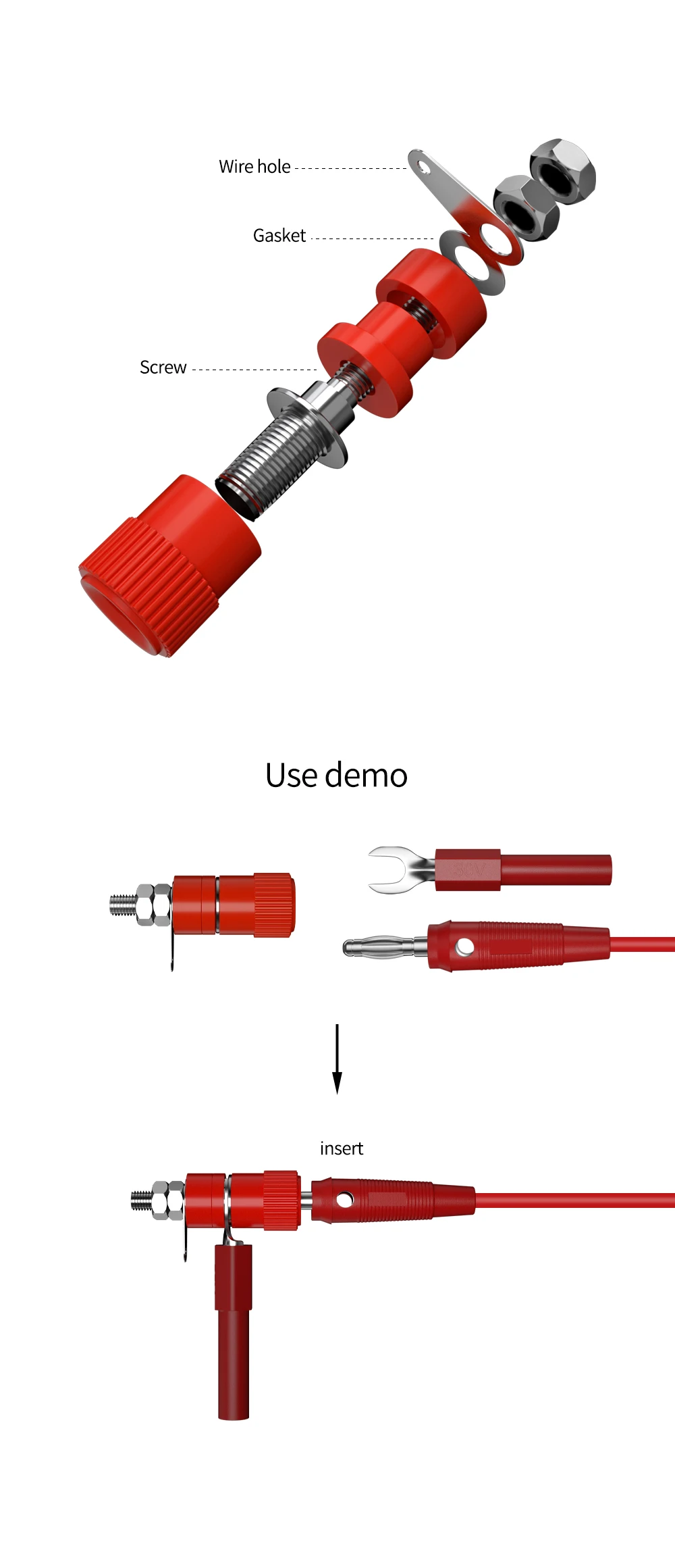 Description Picture 3 of itemJZDZ 10PCS 4MM Banana Socket Binding Post Nut Banana Plug Jack Electrical Connector Terminal DIY Parts J.50001