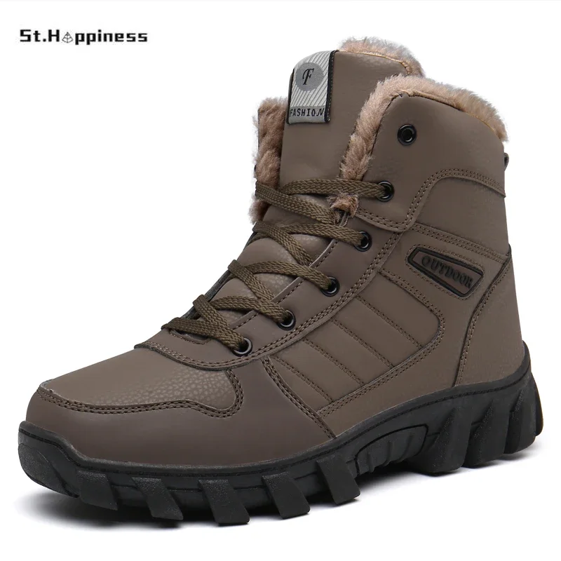 Men Winter Snow Boots Super Warm Men Hiking Boots High Quality Waterproof Leather High Top Big Size Men's Boots Outdoor Sneakers new men winter snow boots waterproof leather sneakers super warm high quality winter boots male casual shoes direct delivery