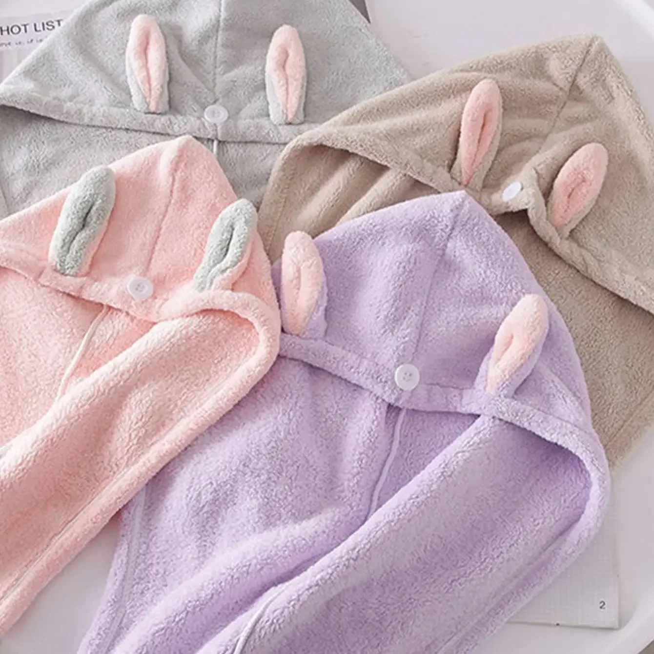 1pc Super Absorbent Microfiber Hair Towel for Women - Quick Dry Turban Cap with Button Closure for Curly, Long,