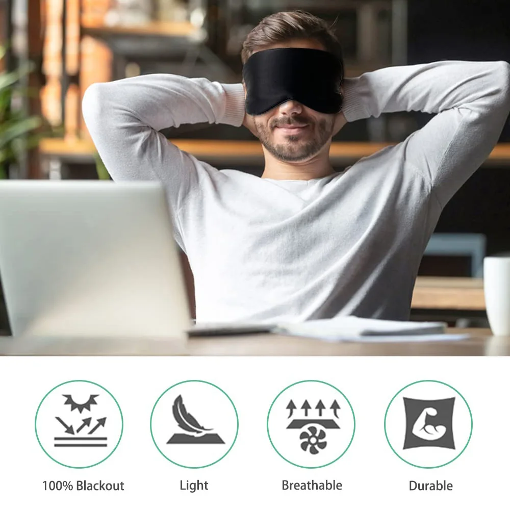 Silk Sleep Mask Real Natural Pure Silk Eye Masks Adjustable Strap for Sleeping Blocks Light Reduces Puffy Eyes Gifts