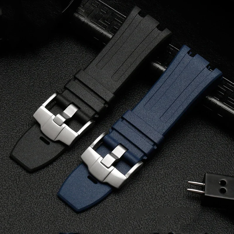 Fluororubber silicone strap for AP Abby 15703 Royal Oak Offshore series watch chain accessories 28mm