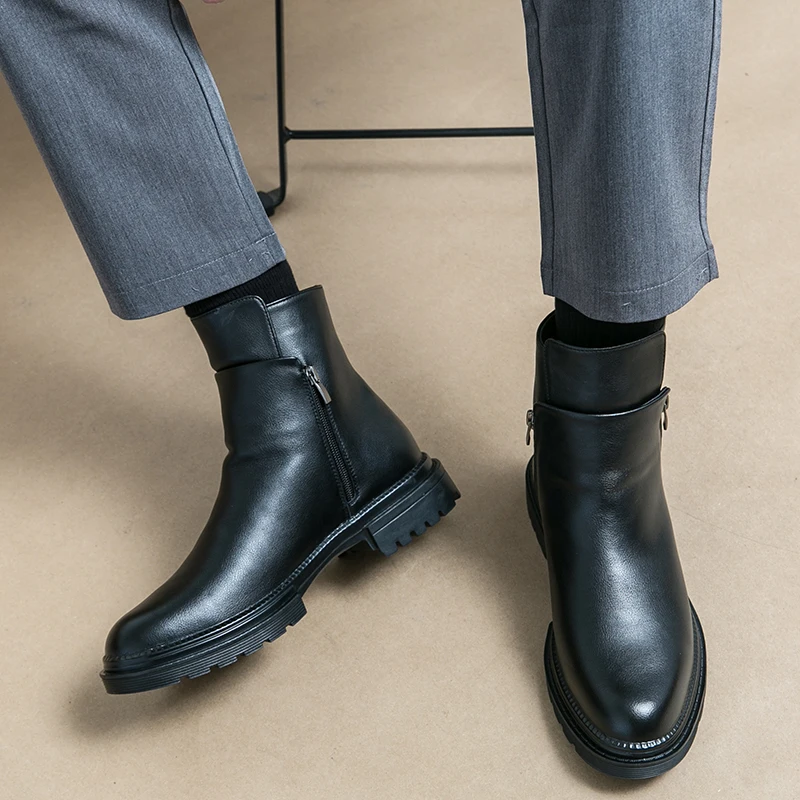 Botas Chelsea De Cuero Para Hombre - Suaves, Versátiles, Tacón Bajo, Ideales Para Negocios Y Ocio
