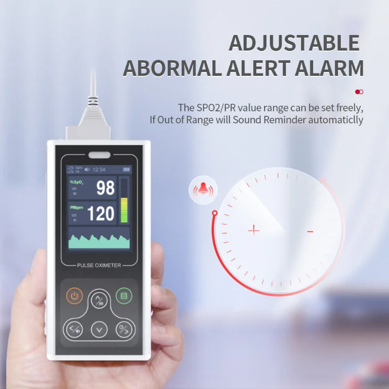CONTEC CMS60D1 Handheld Pulse Oximeter SpO2 Protable Heart Rate Monitor Alarm with Neonatal Adult Children Wrap Probe PR Meter