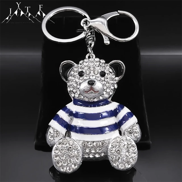 Fashion Cute Bear Doll Key Chain Crystal Sweet Animal Keyring Alloy  Rhinestone Key Holder Car Accessories Jewelry Gift porte clé - AliExpress