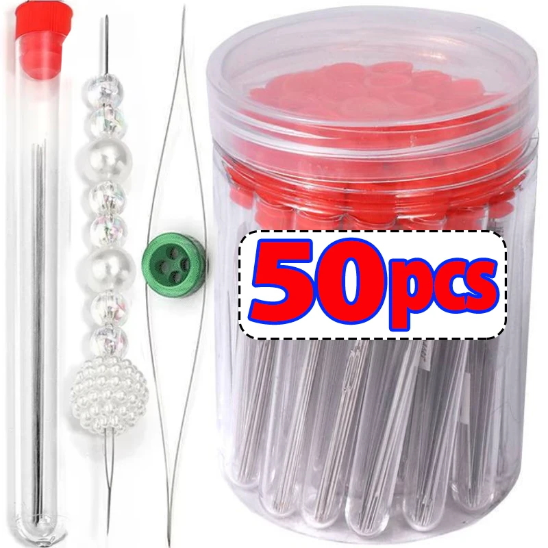 Beading Needle 5/50PCS Big Eye DIY Beaded Collapsible for Jewelry Making