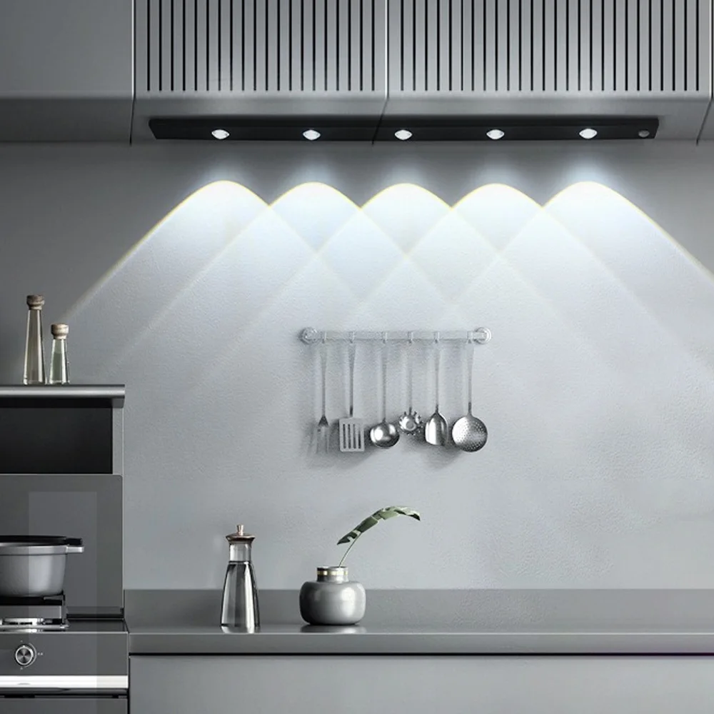 LED Under Cabinet Light Motion Sensor Night Light USB Rechargeable Slim Cat's Eye Ripple Dimmable For Closets Cabinets motion sensor light led night light led motion sensor light led cabinet light under cabinet light cabinet lights led cabinet lights motion sensor lights