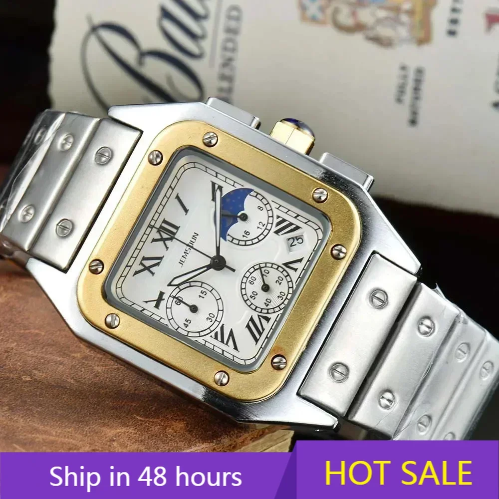 

Оригинальные брендовые кварцевые часы для мужчин, модные классические квадратные многофункциональные спортивные часы, автоматические часы с хронографом и датой, часы AAA