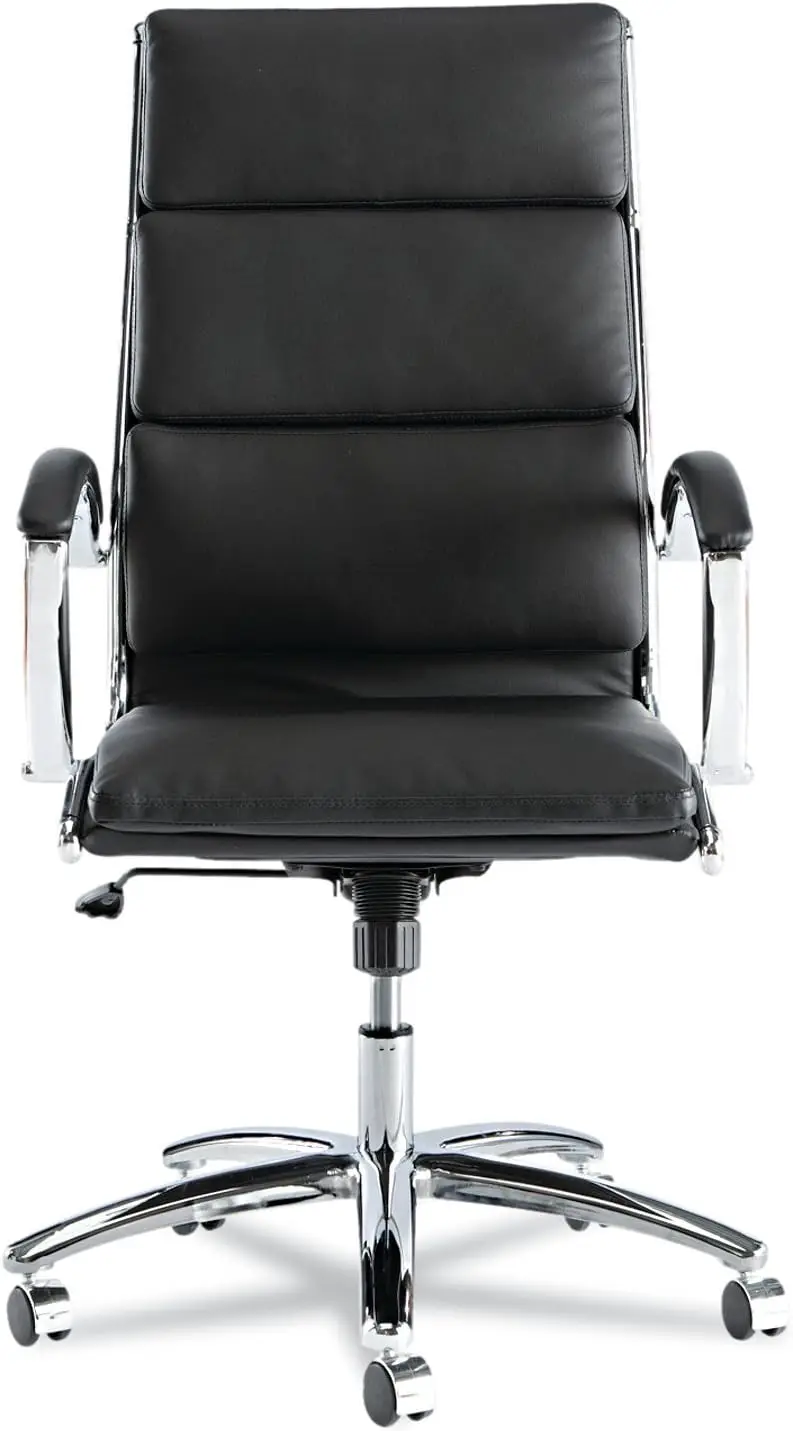 ALENR4119 Neratoli Series High-Back Slim Leather Chair - Black/Chrome 4