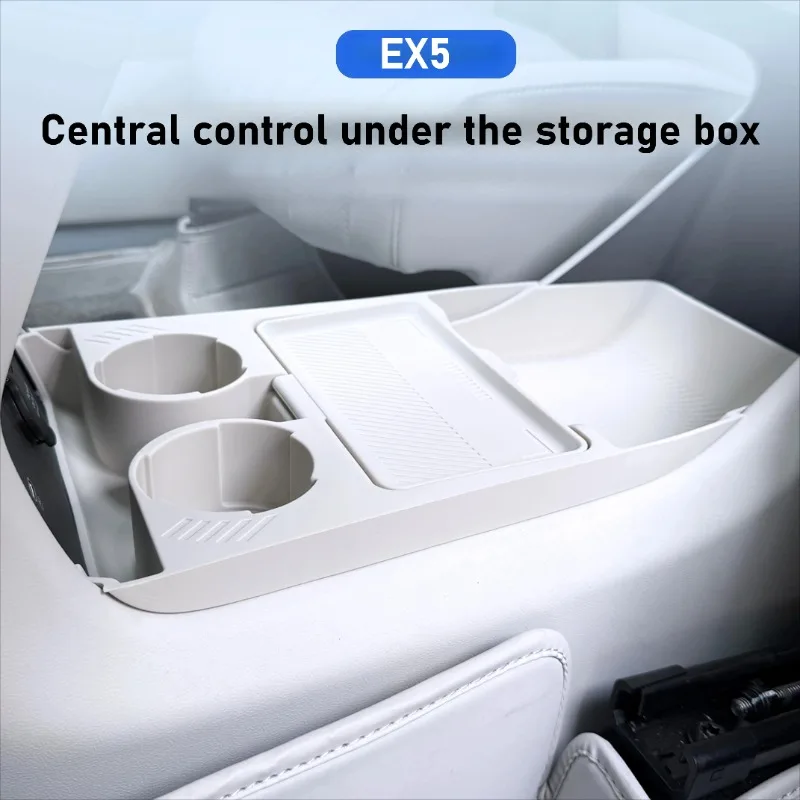 For Geely E5 EX5 E.MAS 7 Car Central Console Lower Storage Box with Cover, Silicone Anti-slip Organizer Tray Box Cup Holder detail image 1