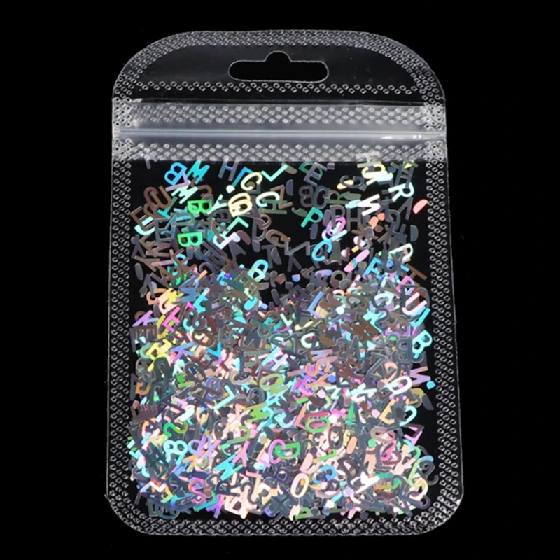 3D Holographic Nail Art Decorations for DIY Crystal UV Epoxy Resin Mold Fillings Sparkle English Letters Glitter Sequins