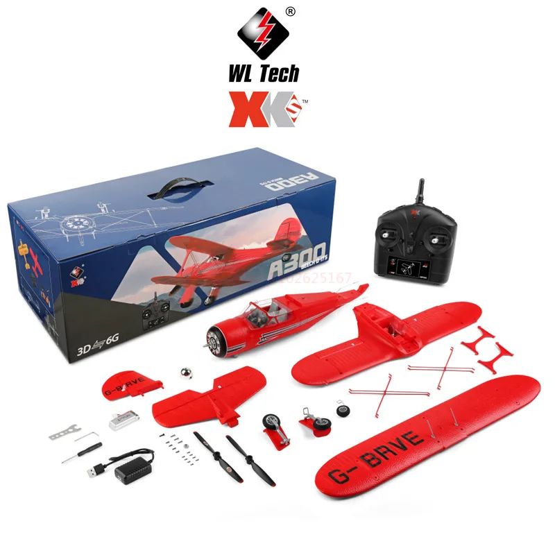 WLtoys XKS A300 Rc Plane Beech D17S Model 3D/6G Led 2.4Ghz GPS Biplane Aircraft Large Fighter Toys For Boys Gift Brushless Motor 5