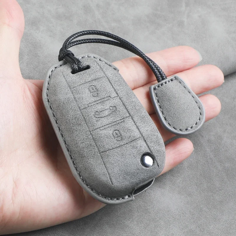 

Leather Car Flip Key Case Cover for Peugeot 208 308 408 508 2008 3008 4008 5008 for Citroen C3 C4 CACTUS C6 C8 Auto Key Shell