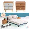 1:12 Dollhouse Miniature Bedside Table Series Storage Cabinet Drawers Model Doll House Bedroom Furniture Decor Accessories Toy 3