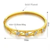 Women's Wedding Bridal Cubic Zircon Cuff Bangle Bracelet Indian Africa Lady Jewelry Ethiopian Gold Color Bride Jewelry Gift 2