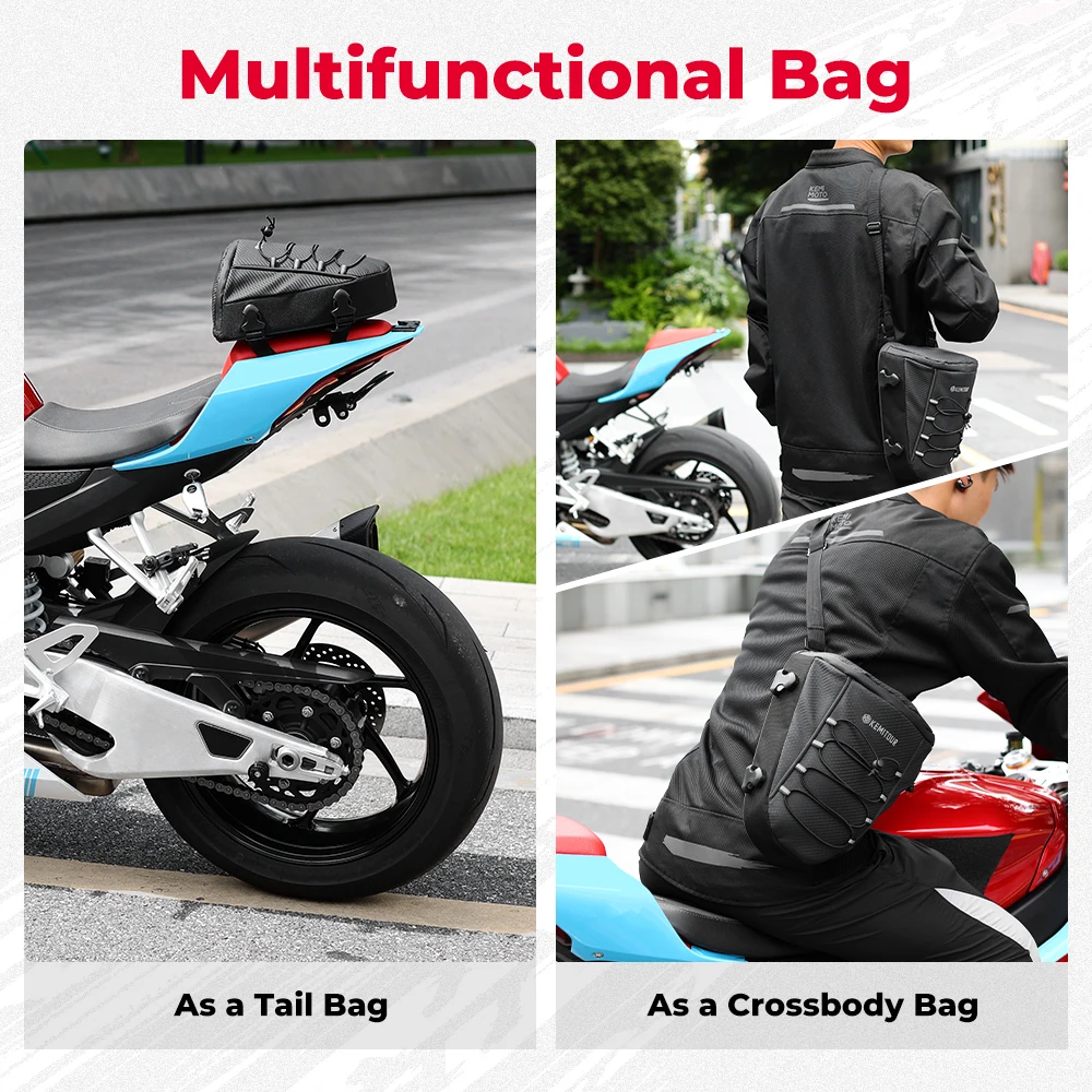 Motorcycle Sport Bike Tail Bag PVC Waterproof Rear Seat Storage Pack Universal for Outdoor Riding Touring Travel Luggage Bags 6