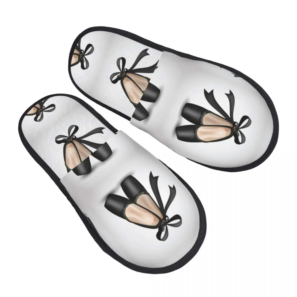 

Зимние Нескользящие тапочки на плоской подошве для мужчин и женщин, черные пуанты для балета, мягкая теплая обувь с мехом для дома