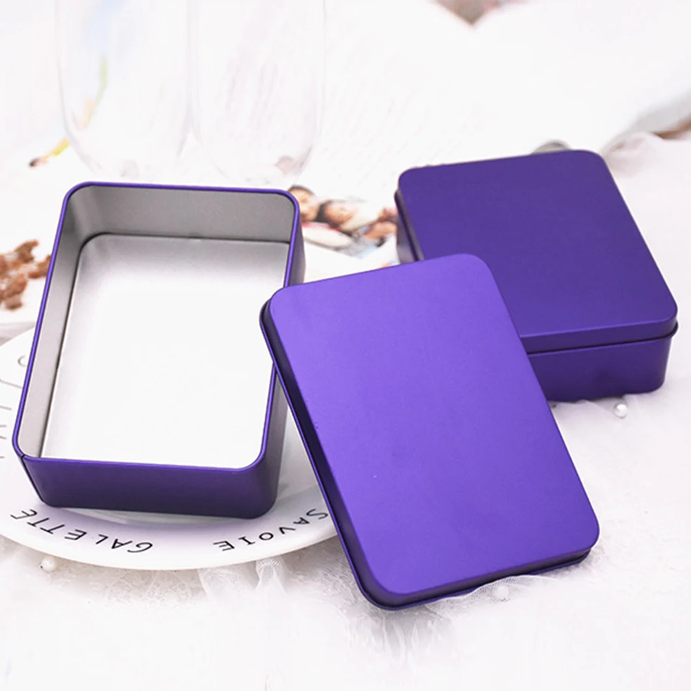 Gift Box Square Storage Box Candy Pill Cases Tinplate Box Jewelry Box Tin Box Card Storage Box Multifunctional Durable Portable 6