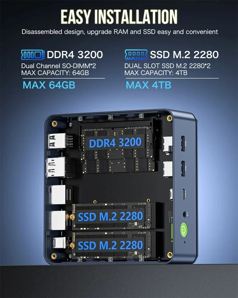 GMKtec M5 Plus MINI PC R7 5825U Wins 11 Pro DDR4 3200Mhz NVME SSD 