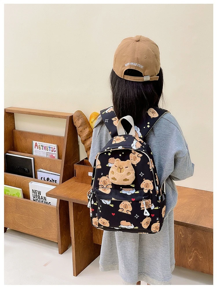 Cute Cartoon Capybara Backpack Plush Large Capacity School Bags Simple Pattern Book Bag Kawaii GirlSchool Backpack Mochila Mujer