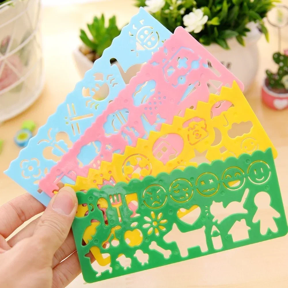 Drawing Toy 4PCS Kids Drawing Toys Painting Template Board Plastic Ruler Art Craft Learning Draw Educational Toys For Children Gift