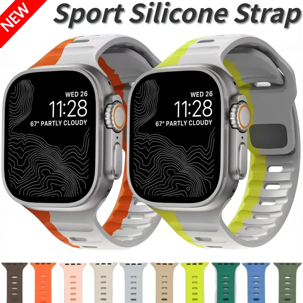 

Силиконовый ремешок для Apple Watch Ultra 49 мм 9 8 7 45 мм 41 мм, мягкий браслет для iWatch Series 6 5 4 3 SE 2 44 мм 40 мм 42 мм 38 мм