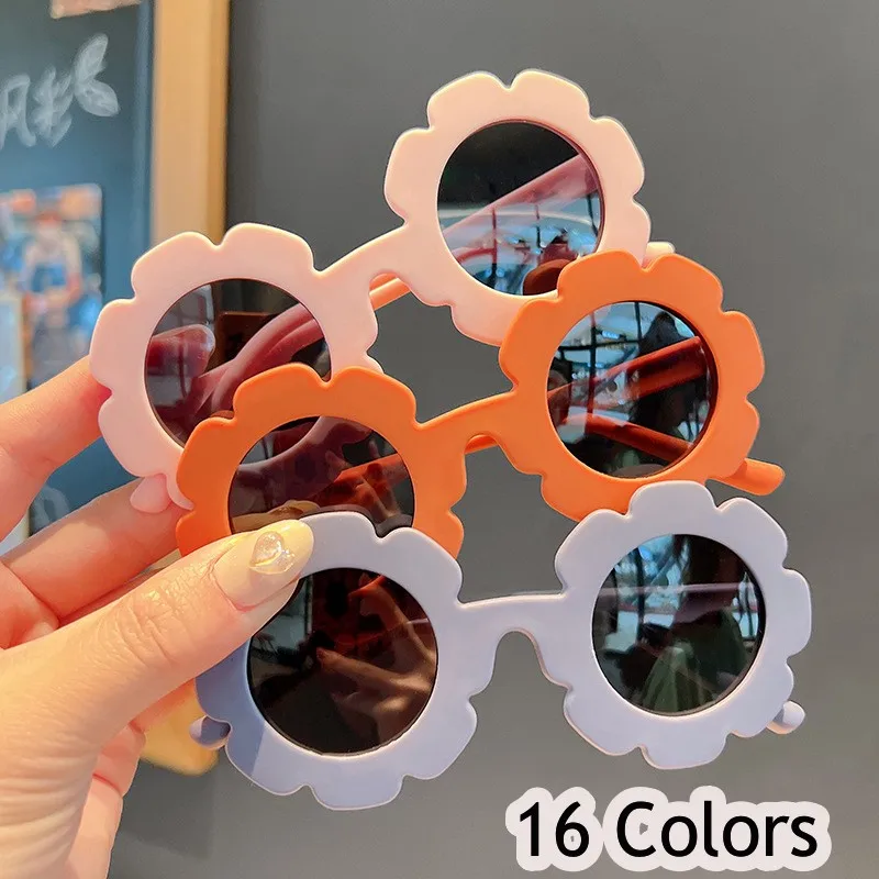 

16 Colors Round Sun Flower Kids Sunglasses UV400 Boy Girls Ultralight Floral Sun Glasses Children Party Eyewear Oculos De Sol