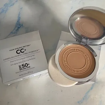 새로운 넓은 스펙트럼 물리적 자외선 차단 9.5g, 피부 개선, CC + 에어브러시 퍼펙팅 파우더, 안티에이징 옵티컬 SPF50 + UVA/UVB