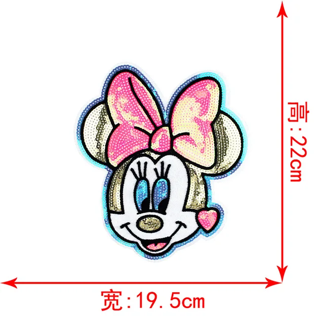 Disney Sequins Clothing Patch Mickey Minnie Mouse Patches Cartoon Sew Clothes Patch for T-shirt Coat DIY Decoration Women Gift Copper