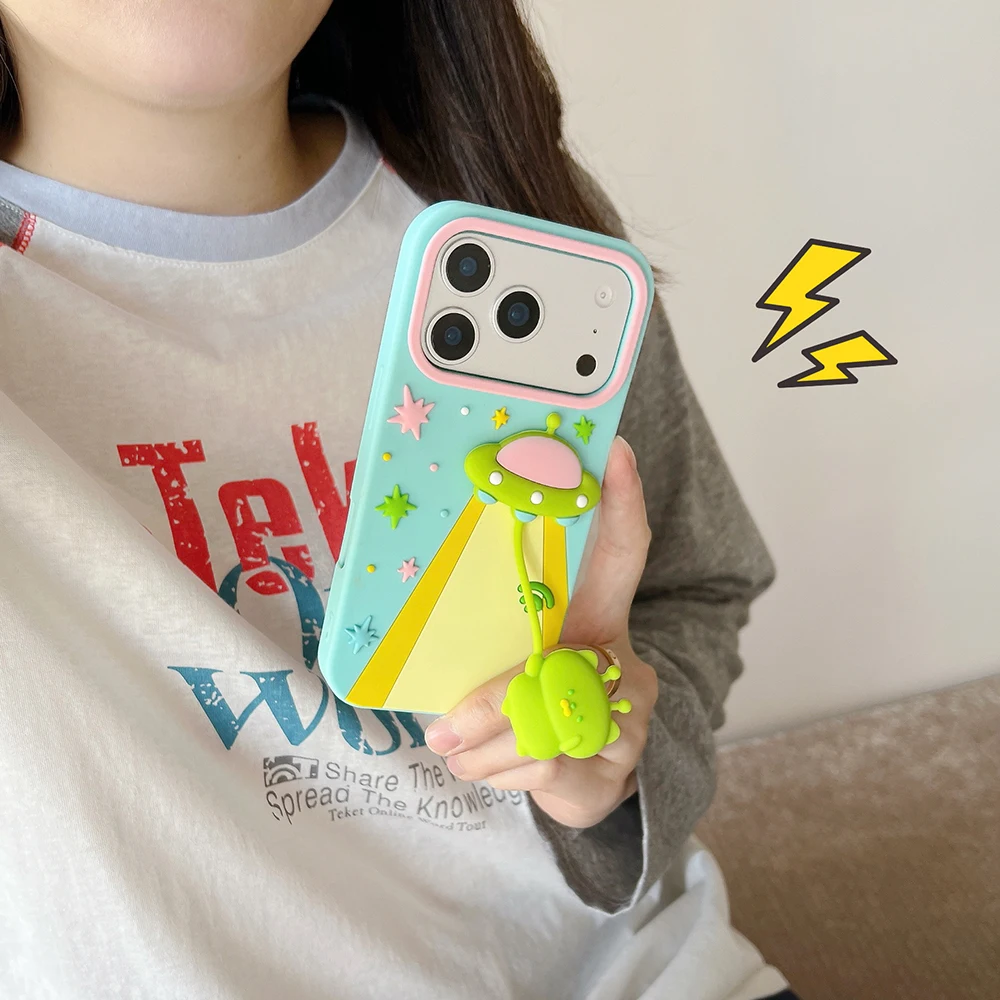 3D Spaceship Hakimi Phone Case with Pendant - Soft Silicone Shockproof Cover, Fun Design