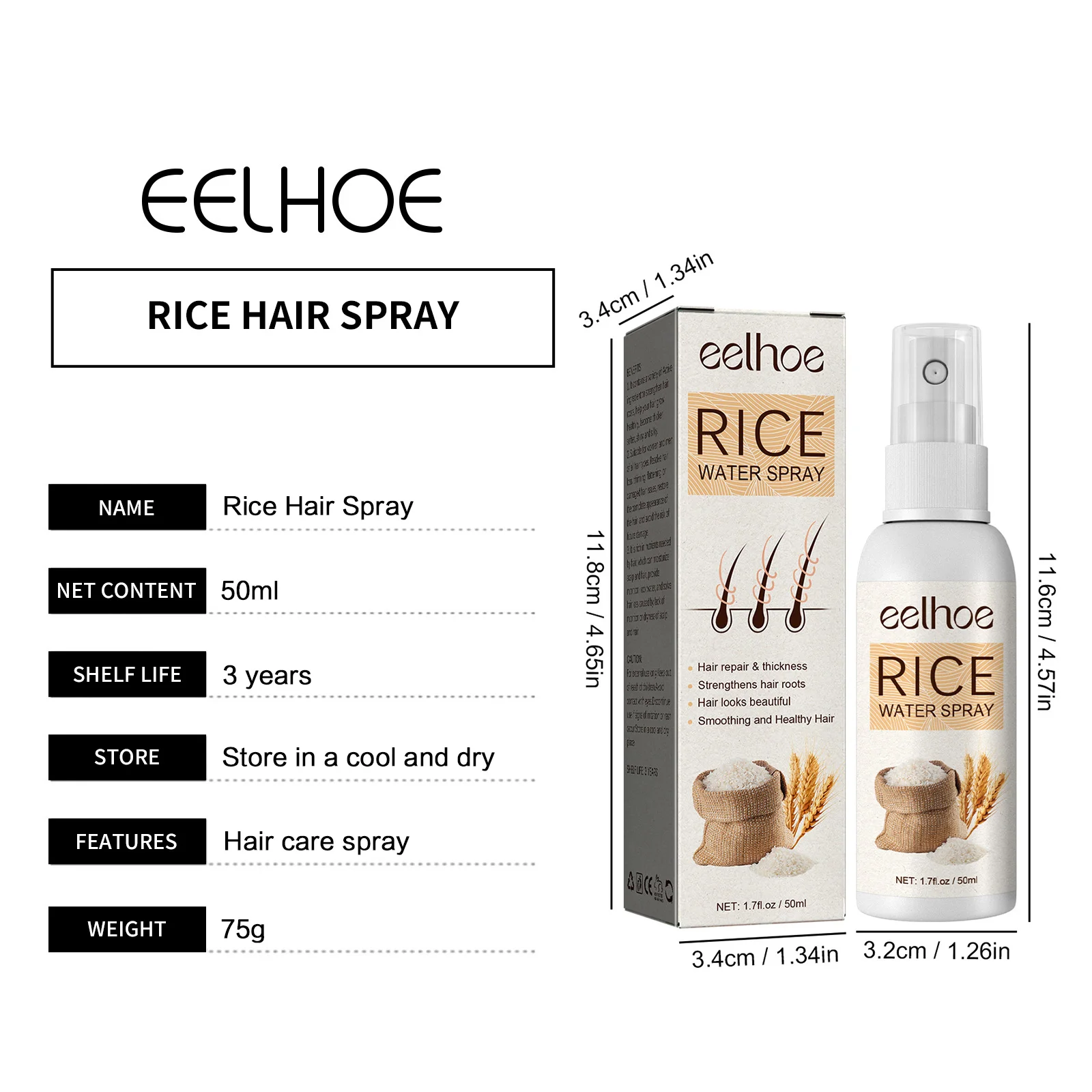 Description Picture 3 of itemRice Anti Hair Loss Spray Dense Hair Growth Nourishing Damaged Repair Scalp Treatment Prevent Thinning Restore Strengthen Serum